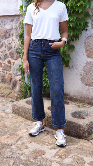 Jeans Bordados Geométricos