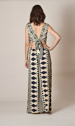 Vestido maxi blockprint etnic