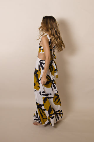 Vestido Aura Palmeras Mostaza