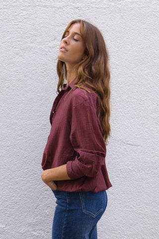 Blusa efecto camisero con top interior