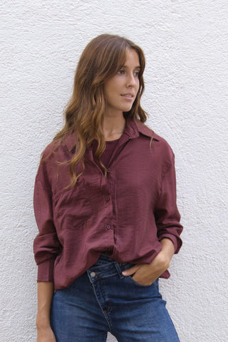 Blusa efecto camisero con top interior
