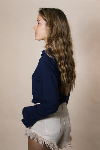 Blusa  Rayon Básica Botones Invisibles