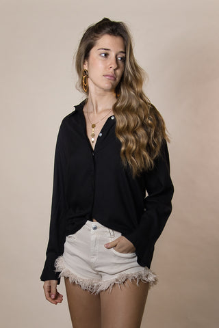 Blusa  Rayon Básica Botones Invisibles