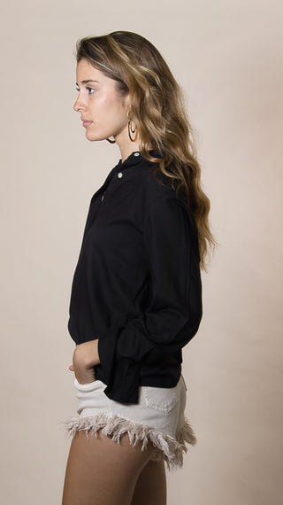 Blusa  Rayon Básica Botones Invisibles