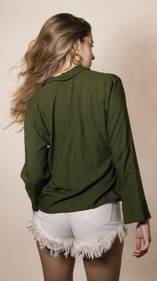 Blusa  Rayon Básica Botones Invisibles