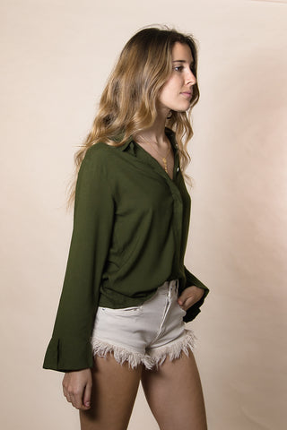 Blusa  Rayon Básica Botones Invisibles