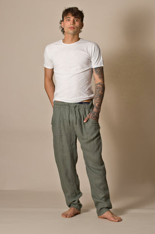 Pantalon Lino Verde