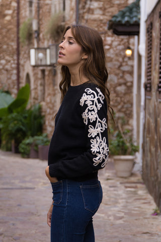 Jersey Bordado Floral