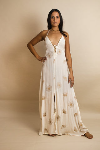 Vestido Bambula Gold Blanco