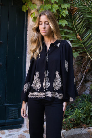 Blusa Bordada Boho negra - foto 6