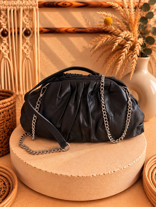 Bolso Piel Élite negro con cadena