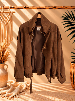 Chaqueta oversize efecto ante chocolate vista 2