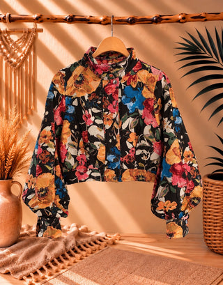 Chaqueta Sofía floral negro Martina Pey