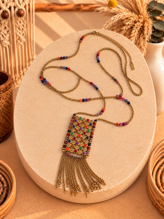 Collar Flecos Boho de Acero en color multicolor