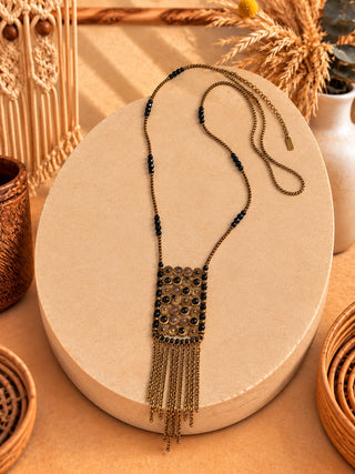Collar Flecos Boho de Acero en color negro
